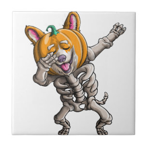 Carreau Squelette Dabbing Corgi Mignon Corgi Halloween Drô