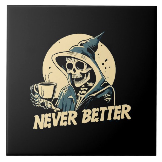 Carreau Squelette de café Halloween (Devant)