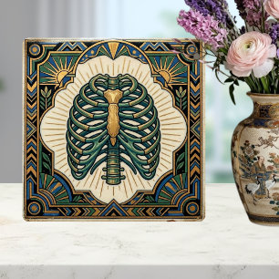 Carreau Squelette de Cage Thoracique Verte Art Déco Anatom