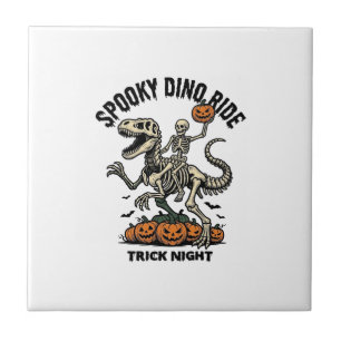 Carreau Squelette de dinosaure Halloween Vintage Trick Rid