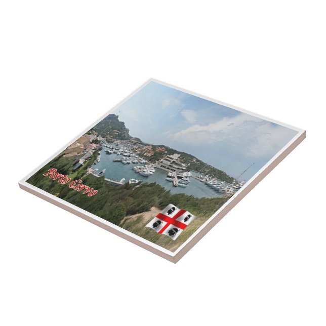 Carreau SRD054 PORTO CERVO Le port, Sardaigne, (Côté)