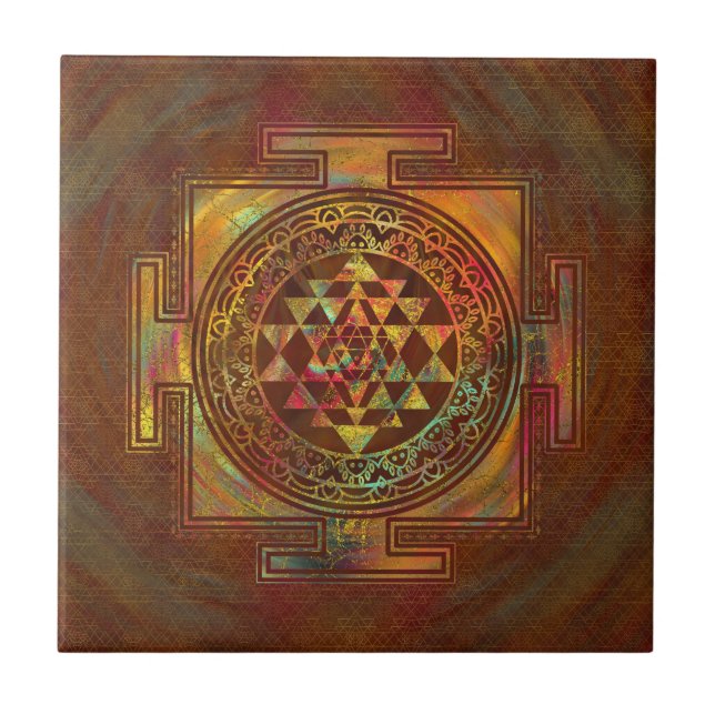 Carreau Sri coloré Yantra/Sri Chakra (Devant)