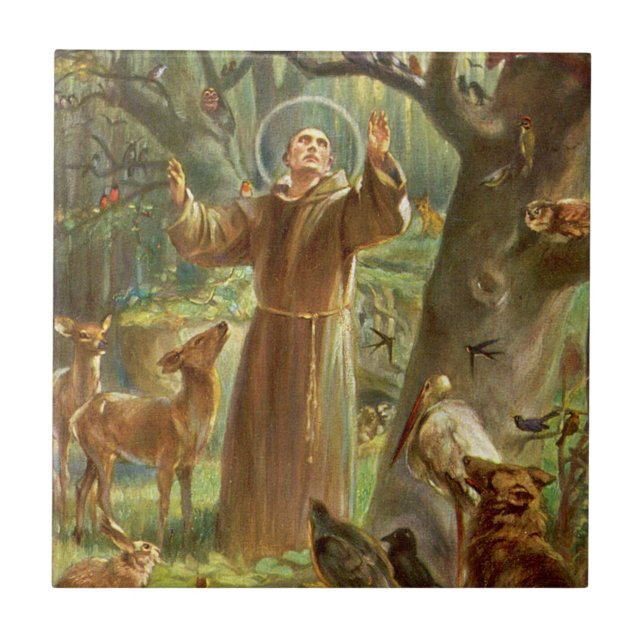 Carreau St Francis of Assisi preaching to animals (Devant)