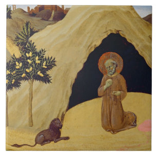 Carreau St Jerome avec le lion, 1436 (tempera sur le