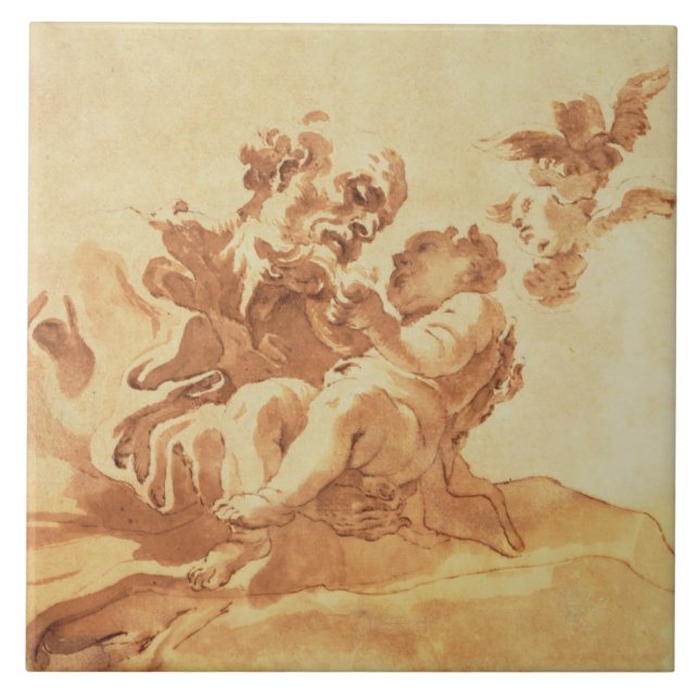 Carreau St Joseph adorant l'enfant du Christ (stylo, (Devant)