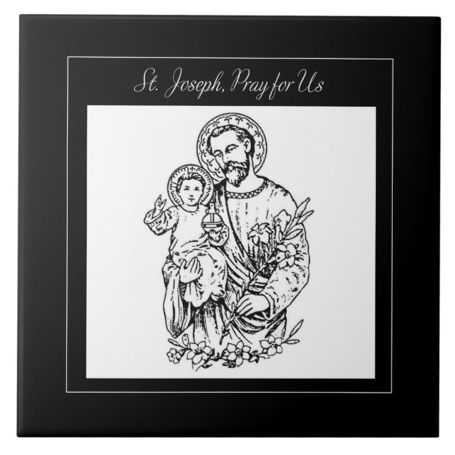 Carreau St. Joseph Priez Pour Nous Noir,  Blanc, Catholiqu (Devant)