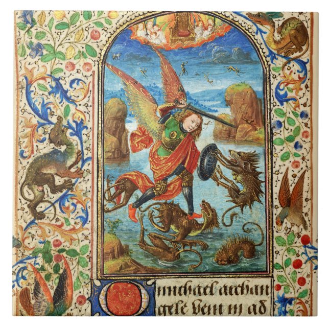 Carreau ST. MICHAEL ARCHANGEL ET DRAGON Miniature flamande (Devant)