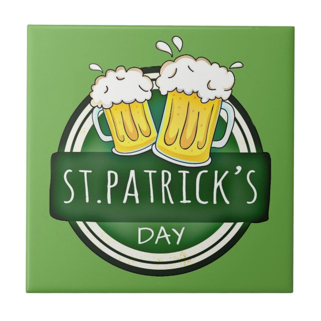 Carreau St. Patrick's Day, Beer Mugs, Irish Green (Devant)