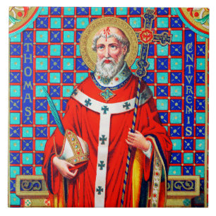 Carreau St. Thomas Becket en chasuble rouge (K 34)