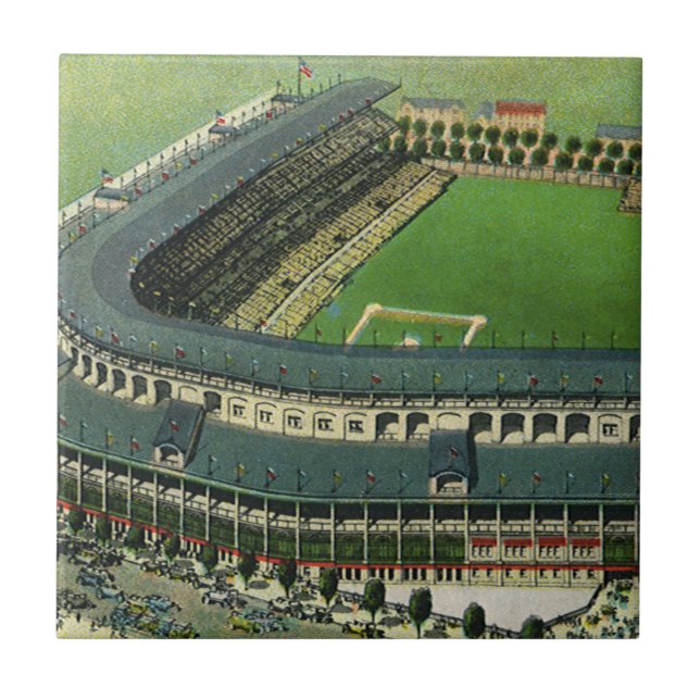 Carreau Stade de baseball de sport vintage, vue aérienne (Devant)