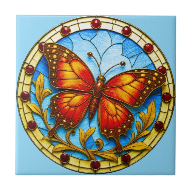 Carreau Stained glass window butterfly (Devant)