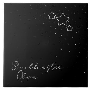 Carreau Star Trio en noir et blanc avec message et nom