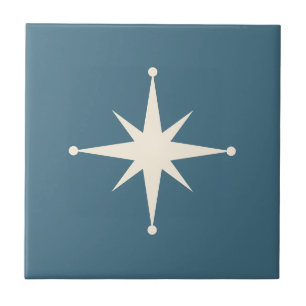 Carreau Starburst Mid-Century Moderne Bleu Rétro