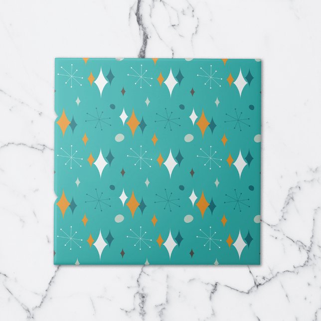 Carreau Starburst Mid Century Motif moderne en Turquoise (Créateur téléchargé)