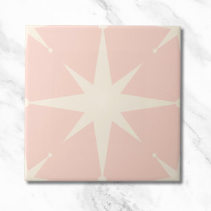 Carreau Starburst rose milieu du siècle moderne Vintage
