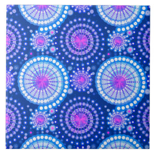 Carreau Starbursts and pinwheels, Blue cobalt & white