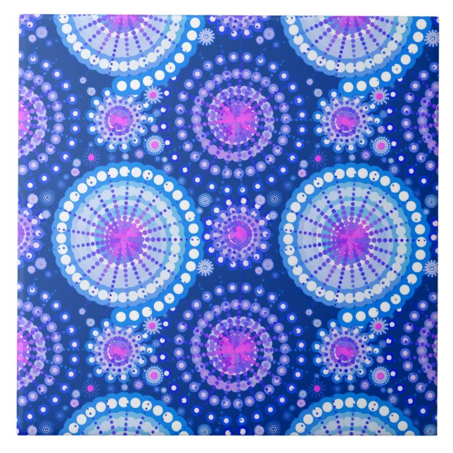 Carreau Starbursts and pinwheels, Blue cobalt & white (Devant)