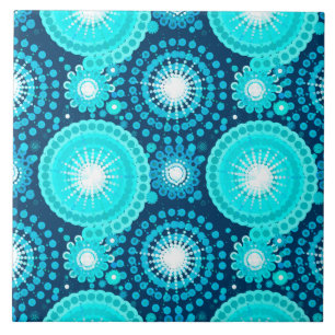 Carreau Starbursts et pinwheel, marine et turquoise