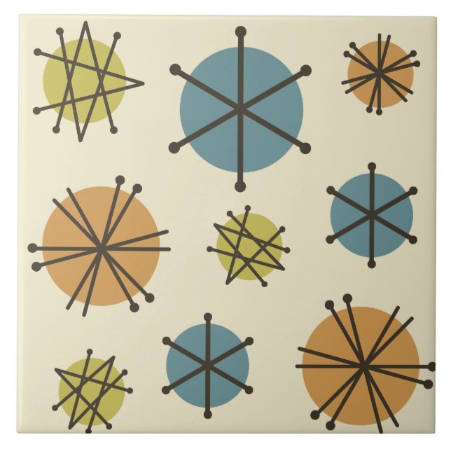 Carreau Starbursts Modernes Du Milieu Du Siècle Multicolor (Devant)