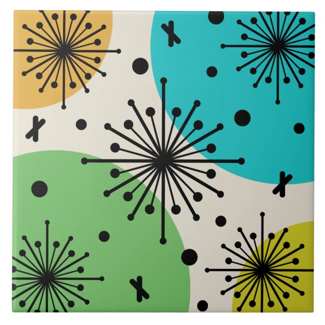 Carreau Starbursts Spoutnik du milieu du siècle Multicolor (Devant)