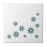 Carreau Starbursts Turquoise Moderne Du Milieu Du Siècle<br><div class="desc">Design moderne du milieu du siècle,  avec des étoiles rétro turquoise vintages dans un design organique sur un arrière - plan blanc. Design moderne simple et propre.</div>
