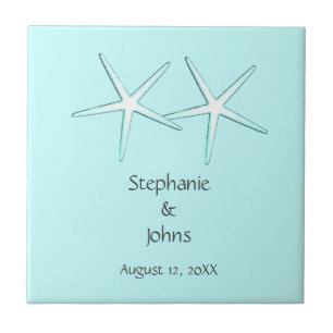 Carreau Starfish Cute Couple Turquoise Blanc Cadeau Favori