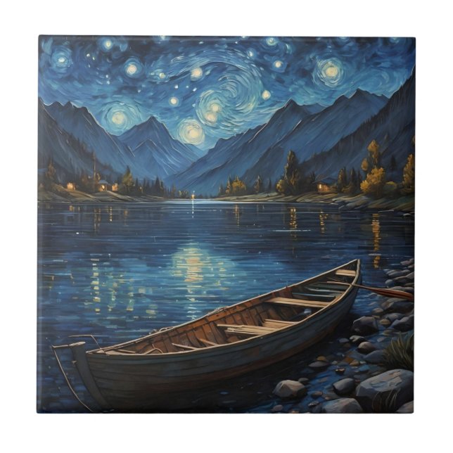Carreau "Starlit Drift : Pêcher sous le Cosmos (Devant)