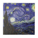 Carreau Starry Night, Vincent Van Gogh.<br><div class="desc">Starry Night,  Vincent Van Gogh. Famous impressionism fine art. Landscape oil painting.</div>