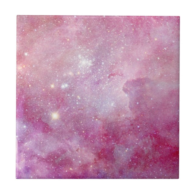 Carreau Starry Space Light Aquarelle rose Stars Galaxy (Devant)