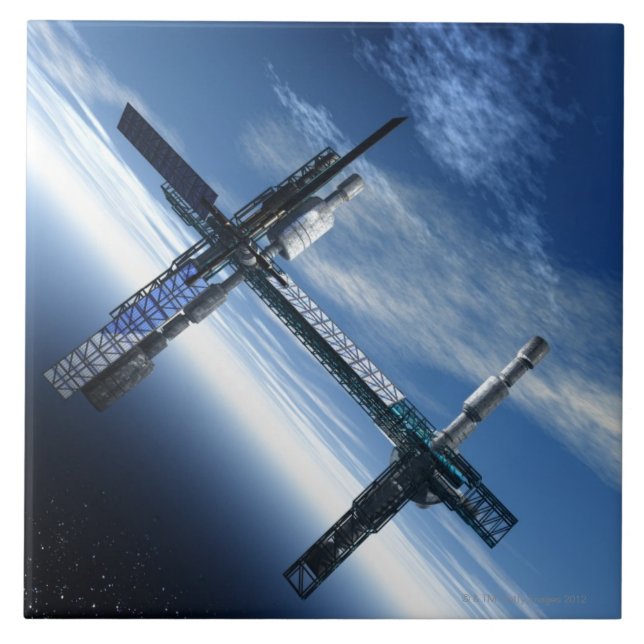 Carreau Station spatiale. Illustration d'ordinateur d'un (Devant)