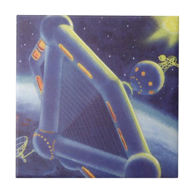 Carreau Station spatiale orbitante de science-fiction vint (Devant)