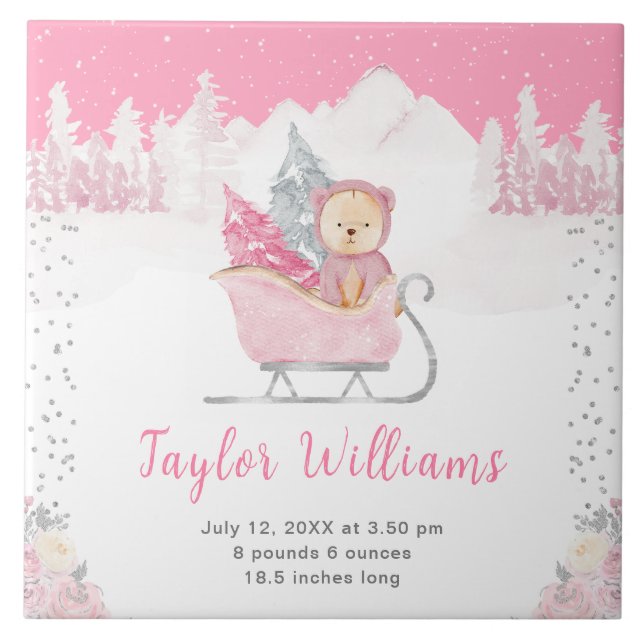 Carreau Statistiques de naissance de l'ours rose d'hiver (Devant)