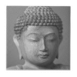 Carreau Statue Face Bouddha Noir Et Blanc Formée Par Ligne<br><div class="desc">Carrelage décoratif en céramique avec le visage de Siddhartha Gautama,  Bouddha,  avec effet sculpté. Image formée par des lignes de largeur variable. Idée cadeau pour les personnes qui aiment l'art et la spiritualité asiatiques.</div>