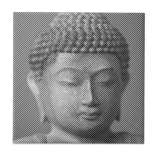 Carreau Statue Face Bouddha Noir Et Blanc Formée Par Ligne