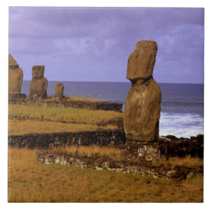 Carreau Statue Moai de la plate-forme Tahai Abstraits Pâqu