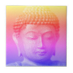 Carreau Statue Visage Bouddha Colorée Formée Par Lignes<br><div class="desc">Le visage de Siddhartha Gautama,  Bouddha,  avec effet sculpté. Carrelage décoratif en céramique. Image formée par des lignes de largeur variable. Idée cadeau pour les personnes qui aiment l'art et la spiritualité asiatiques.</div>