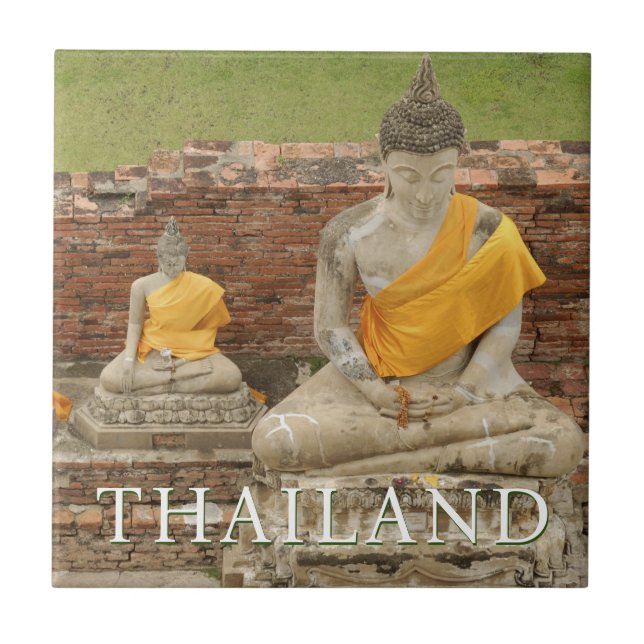 Carreau Statues de Bouddhas assis | Ayutthaya, Thaïlande (Devant)