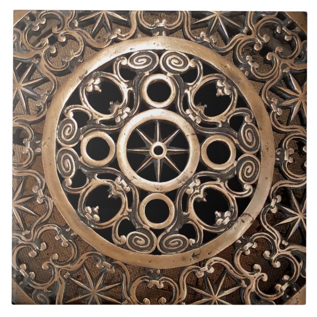 Carreau Steampunk antique de bronze en métal de Vatican (Devant)