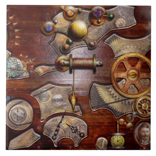 Carreau Steampunk - Engrenages - Réingénierie inverse (Devant)