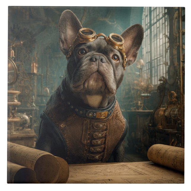 Carreau Steampunk Frenchie (Edition 2) - 6" x 6"  (Devant)