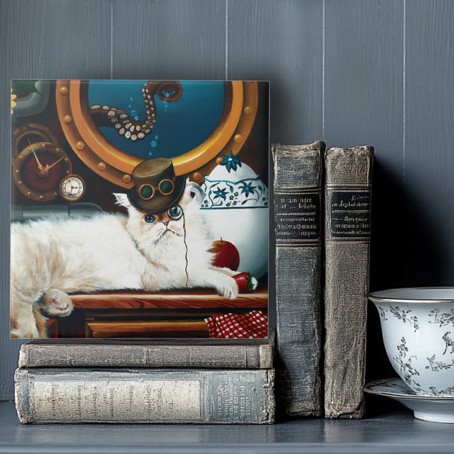 Carreau Steampunk Thé de chat sous-marin (Créateur téléchargé)