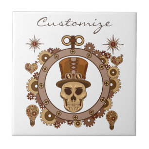 Carreau Steampunk Thème Top Hat Skull Thunder_Cove