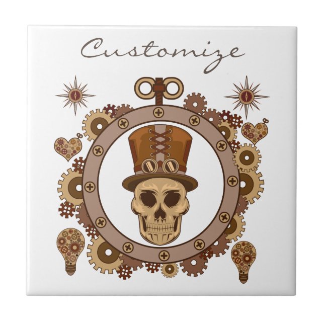 Carreau Steampunk Thème Top Hat Skull Thunder_Cove (Devant)