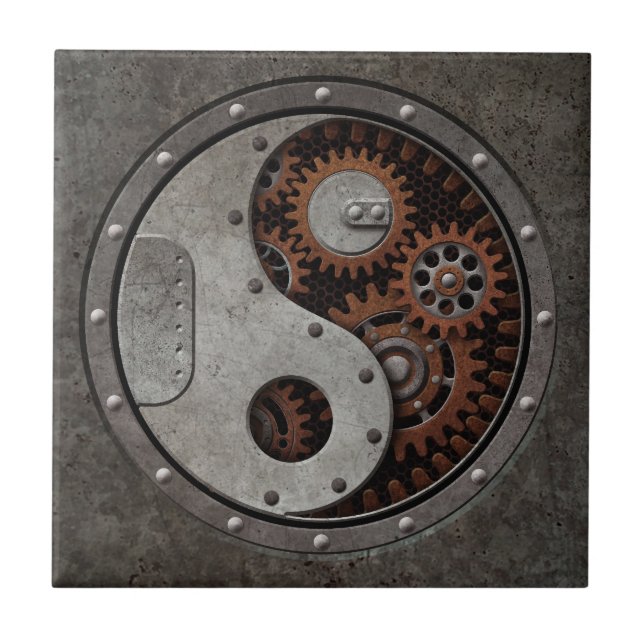 Carreau Steampunk Yin Yang (Devant)