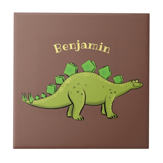 Carreau Stégosaure de dessin animé drôle de dinosaure (Devant)