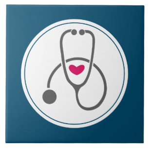 Carreau Stethoscope en soins infirmiers gris simple avec c