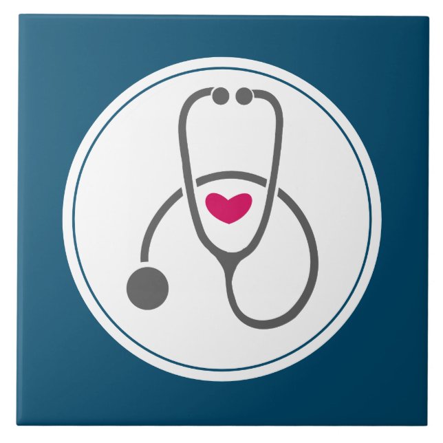 Carreau Stethoscope en soins infirmiers gris simple avec c (Devant)