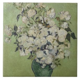 Carreau Still Life Roses rose dans un vase de Van Gogh