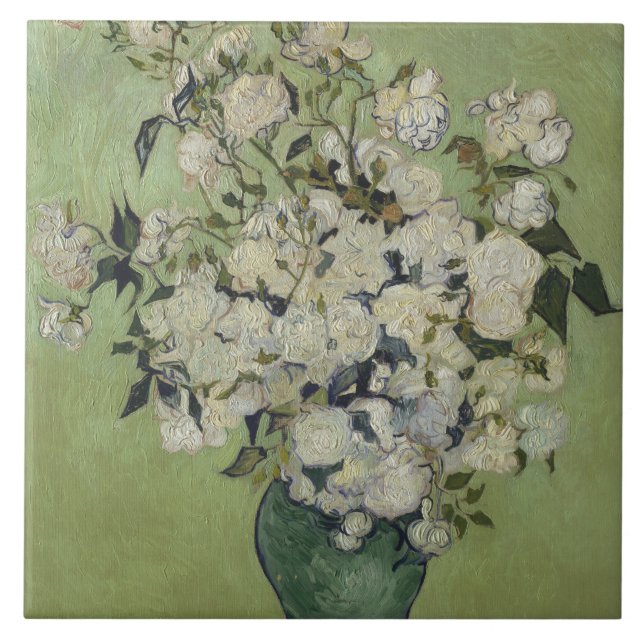 Carreau Still Life Roses rose dans un vase de Van Gogh (Devant)