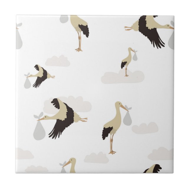 Carreau Stork Nouveau-né bébé garçon fille Motif (Devant)